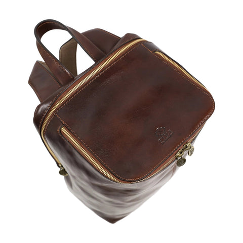 Brown Leather Backpack - A Bend in the River Brown-Backpacks-Time Resistance-11.4 x 5.1 x 14.6 in (29 x 13 x 37 cm)-Brown-Urbanheer