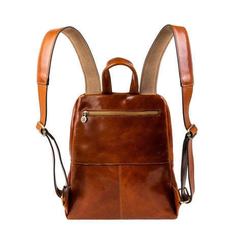 Brown Leather Backpack For Women - A Bend in the River Cognac-Backpacks-Time Resistance-11.4 x 5.1 x 14.6 in (29 x 13 x 37 cm)-Cognac-Urbanheer