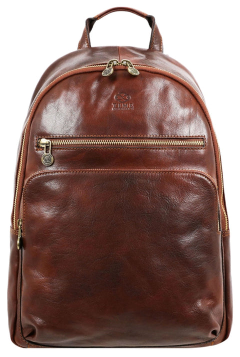 Brown Leather Backpack - I, Claudius Brown-Backpacks-Time Resistance-11 x 5.9 x 16.5 in (28 x 15 x 42 cm)-Brown-Urbanheer