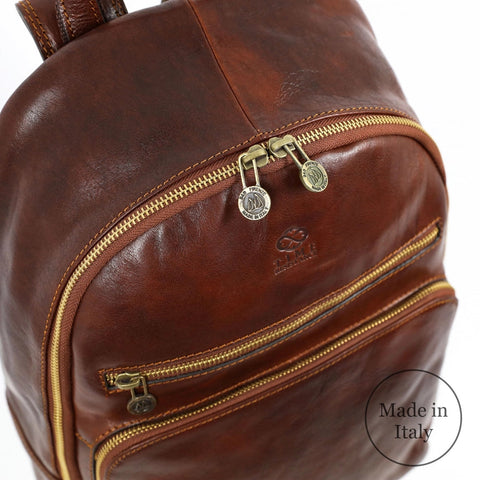 Brown Leather Backpack - I, Claudius Brown-Backpacks-Time Resistance-11 x 5.9 x 16.5 in (28 x 15 x 42 cm)-Brown-Urbanheer