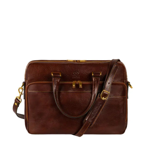 Brown Leather Briefcase Laptop Bag - Orlando-Tote Bag-Time Resistance-Brown-Urbanheer