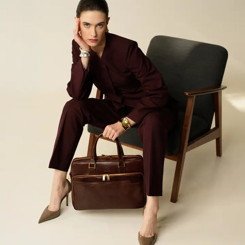 Brown Leather Briefcase Laptop Bag - Orlando-Tote Bag-Time Resistance-Brown-Urbanheer