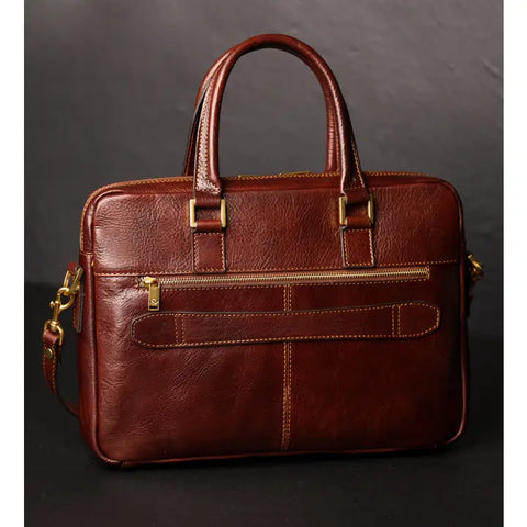 Brown Leather Briefcase Laptop Bag - Orlando-Tote Bag-Time Resistance-Brown-Urbanheer