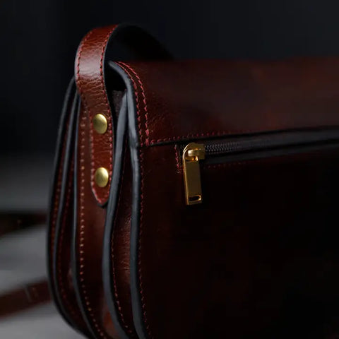 Brown Leather Cross Body Bag - Moonfleet-Cross Body Bag-Time Resistance-Brown-Urbanheer