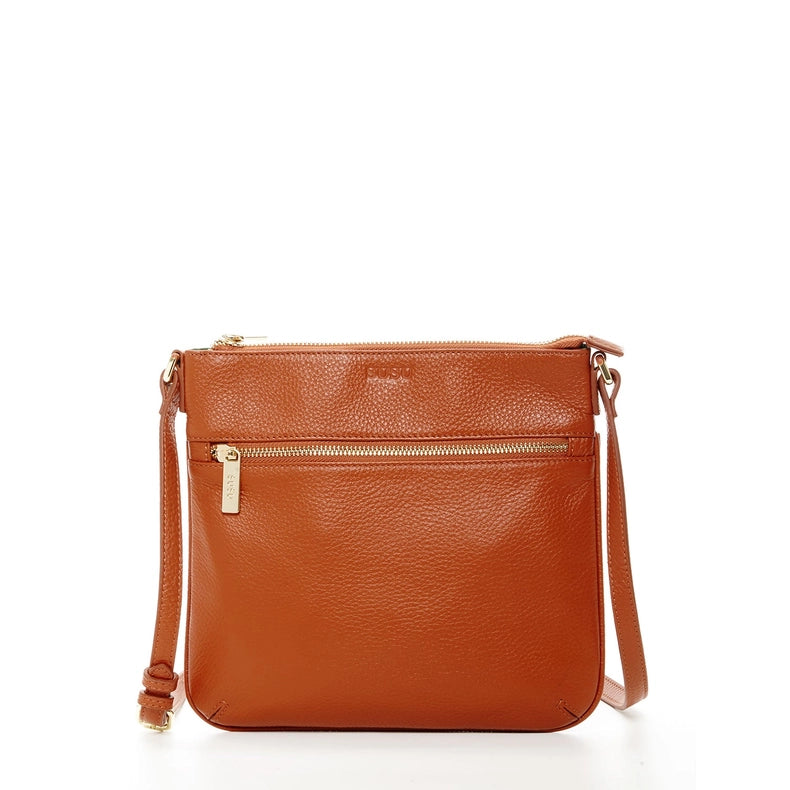 Brown Leather Crossbody Bag-Bag-SUSU-WIDTH: 9.5″ HEIGHT: 10″ DEPTH: 1″-Urbanheer