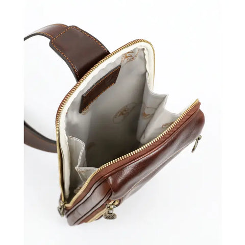 Brown Leather Sling Bag - Kim-Cross Body Bag-Time Resistance-Brown-Urbanheer