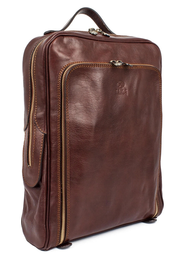 Brown Mens Leather Backpack - the Sun Also Rises Brown-Backpacks-Time Resistance-11.2 x 3.9 x 14.2 in (28.5 x 10 x 36 cm)-Brown-Urbanheer