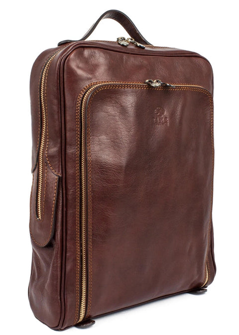 Brown Mens Leather Backpack - the Sun Also Rises Brown-Backpacks-Time Resistance-11.2 x 3.9 x 14.2 in (28.5 x 10 x 36 cm)-Brown-Urbanheer