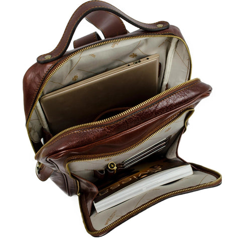 Brown Mens Leather Backpack - the Sun Also Rises Brown-Backpacks-Time Resistance-11.2 x 3.9 x 14.2 in (28.5 x 10 x 36 cm)-Brown-Urbanheer