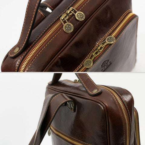 Brown Mens Leather Backpack - the Sun Also Rises Brown-Backpacks-Time Resistance-11.2 x 3.9 x 14.2 in (28.5 x 10 x 36 cm)-Brown-Urbanheer
