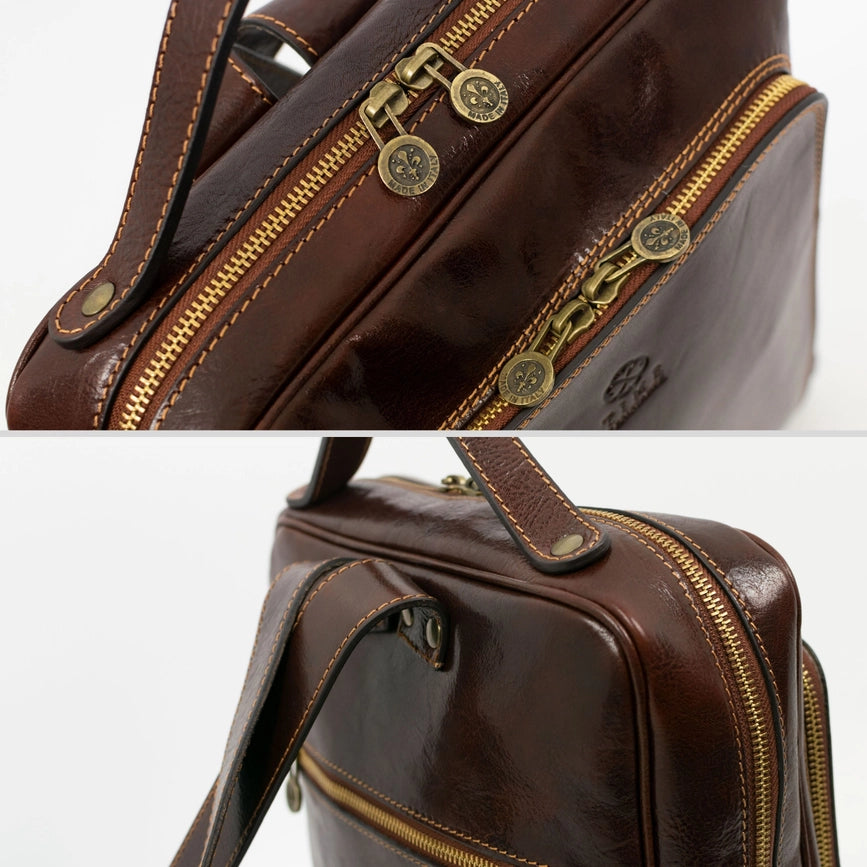 Brown Mens Leather Backpack - the Sun Also Rises Brown-Backpacks-Time Resistance-11.2 x 3.9 x 14.2 in (28.5 x 10 x 36 cm)-Brown-Urbanheer