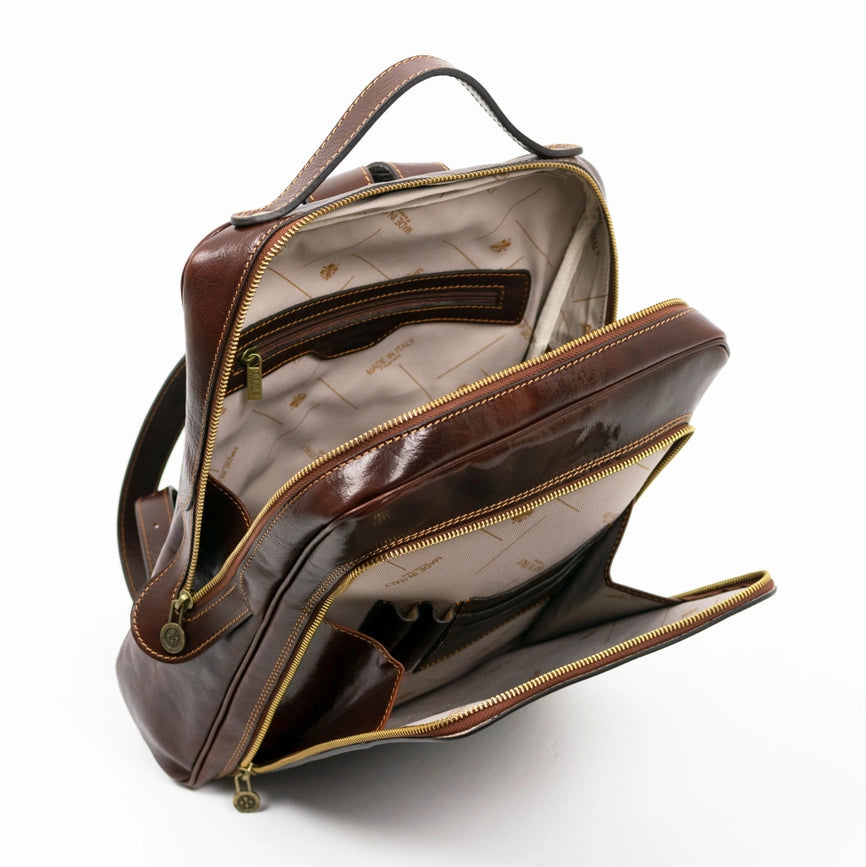 Brown Mens Leather Backpack - the Sun Also Rises Brown-Backpacks-Time Resistance-11.2 x 3.9 x 14.2 in (28.5 x 10 x 36 cm)-Brown-Urbanheer