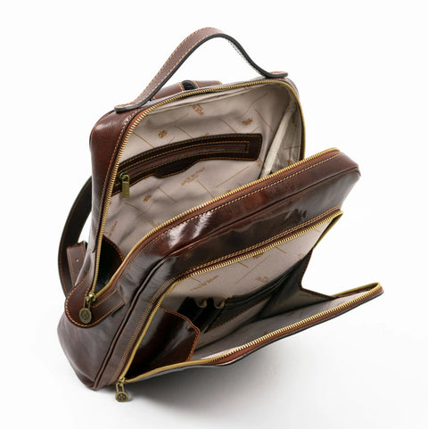 Brown Mens Leather Backpack - the Sun Also Rises Brown-Backpacks-Time Resistance-11.2 x 3.9 x 14.2 in (28.5 x 10 x 36 cm)-Brown-Urbanheer