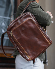 Brown Mens Leather Backpack - the Sun Also Rises Brown-Backpacks-Time Resistance-11.2 x 3.9 x 14.2 in (28.5 x 10 x 36 cm)-Brown-Urbanheer