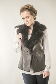 Brown Merino Fur Nappa Lamb Leather Vest-Leather Vests & Gilets-Buy Me Fur Ltd-Brown-S-Genuine Merino Sheepskin Leather-Urbanheer