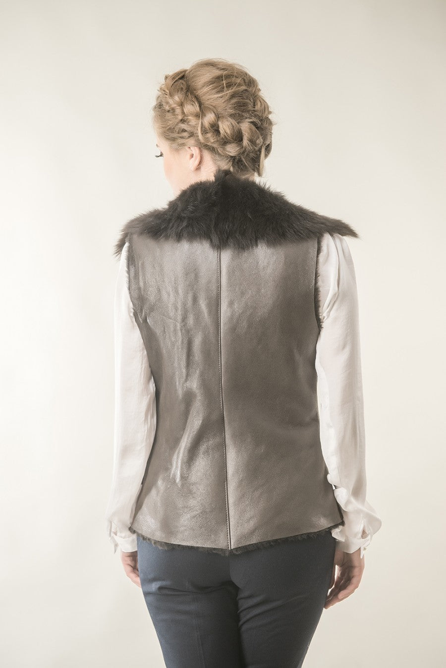 Brown Merino Fur Nappa Lamb Leather Vest-Leather Vests & Gilets-Buy Me Fur Ltd-Brown-S-Genuine Merino Sheepskin Leather-Urbanheer