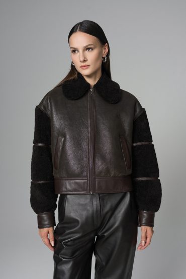 Brown Oversized Shearling Leather Jacket-Leather Jackets-Buy Me Fur Ltd-Brown-XS-Shearling-Urbanheer