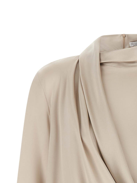 Brunello Cucinelli Asymmetric Draped Blouse