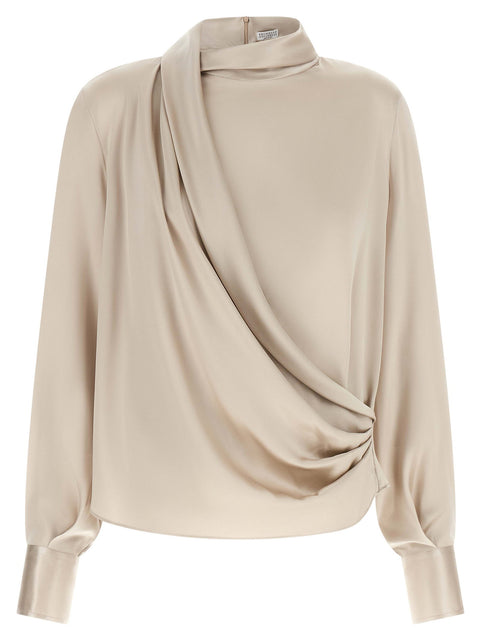 Brunello Cucinelli Asymmetric Draped Blouse