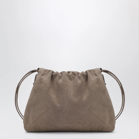 Brunello Cucinelli BC Duo Pouch brown suede bag with monile detail