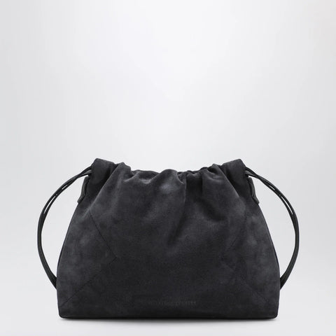 Brunello Cucinelli BC Duo Pouch midnight blue suede bag with monile detail