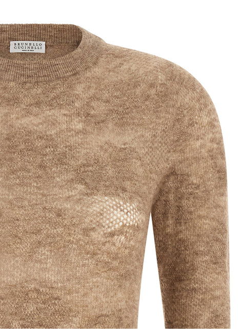 Brunello Cucinelli Beige Flower Lace Sweater