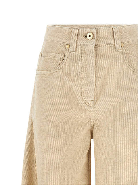 Brunello Cucinelli Beige Wide Pants