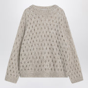 Brunello Cucinelli Beige openwork mohair-blend sweater