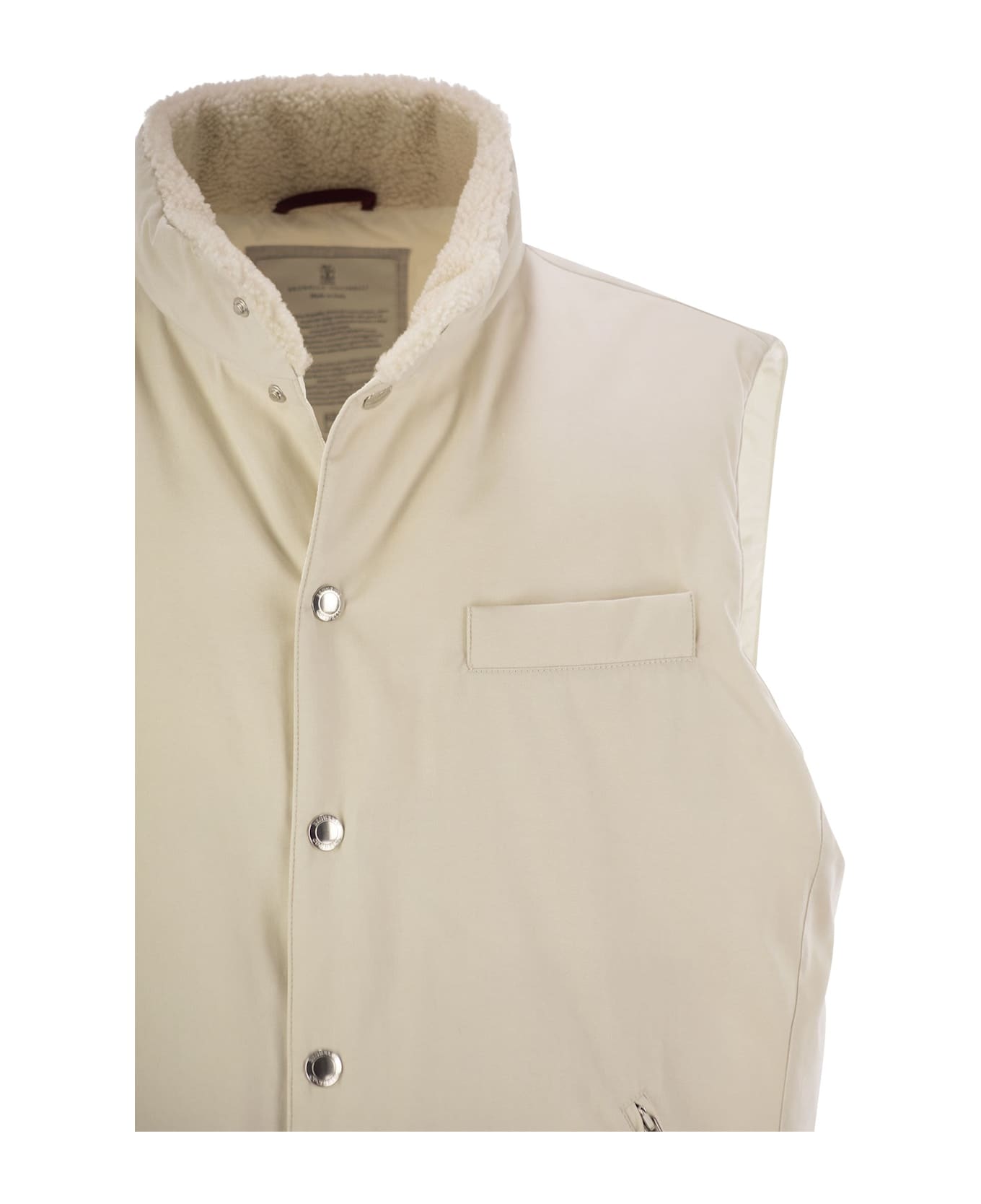 Brunello Cucinelli Bicolor Cotton Sleveless Jacket
