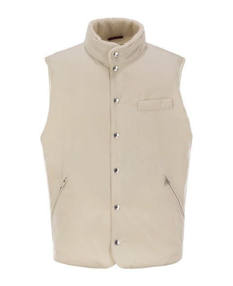 Brunello Cucinelli Bicolor Cotton Sleveless Jacket