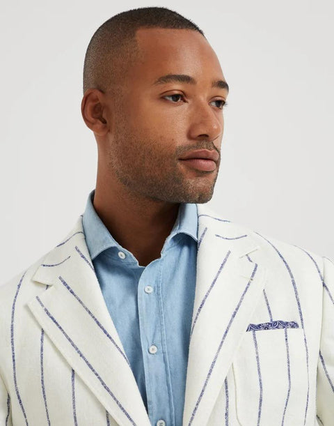 Brunello Cucinelli Bicolor Linen Blazer