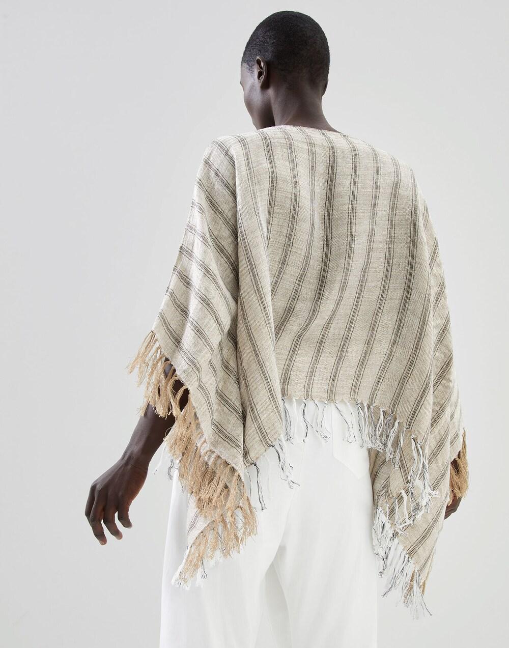 Brunello Cucinelli Black Linen Poncho
