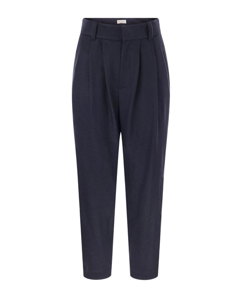 Brunello Cucinelli Blue Cashmere Casual Pants