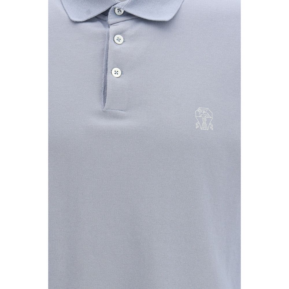 Brunello Cucinelli Blue Cotton Polo Shirt