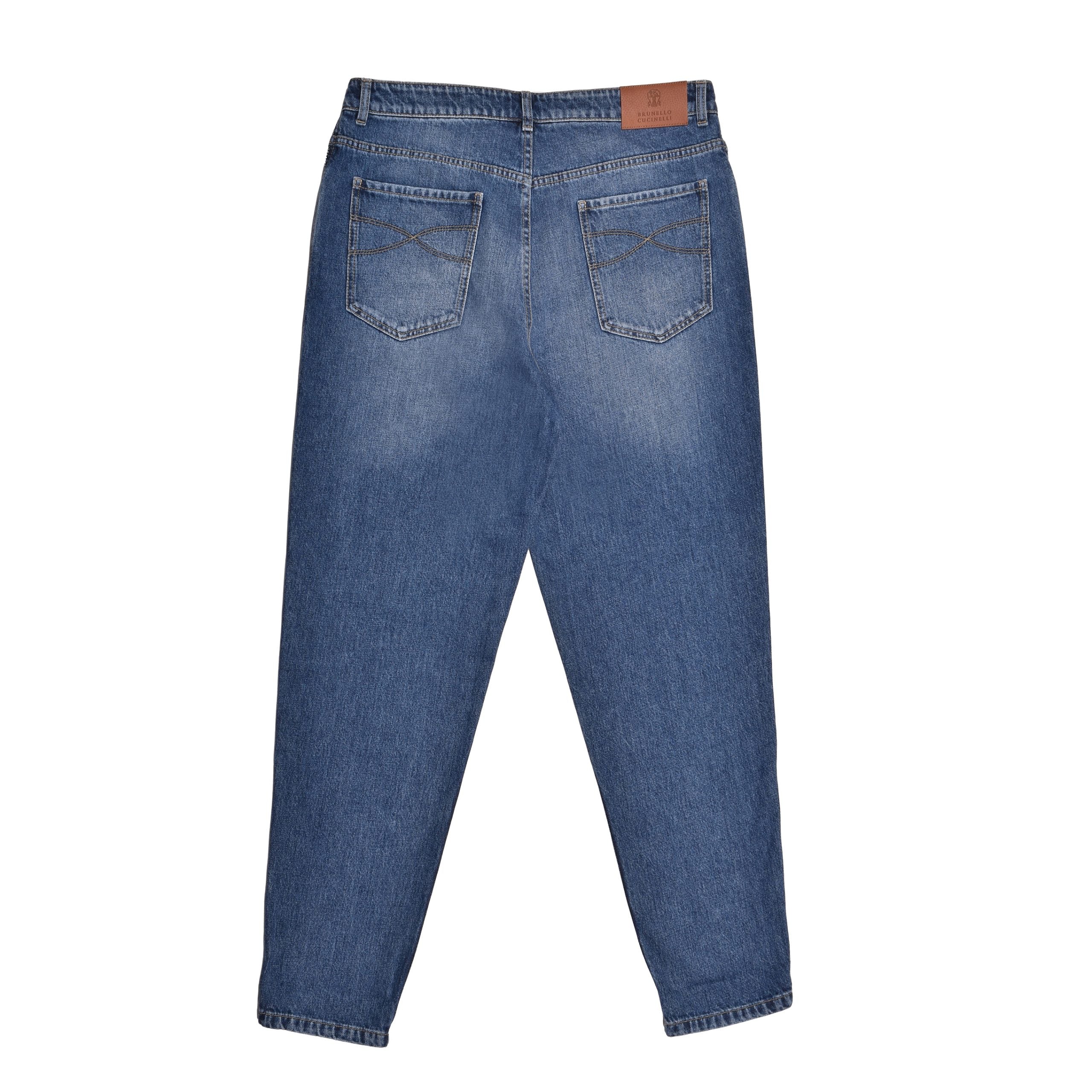 Brunello Cucinelli Blue Cotton Relaxed Fit Jeans