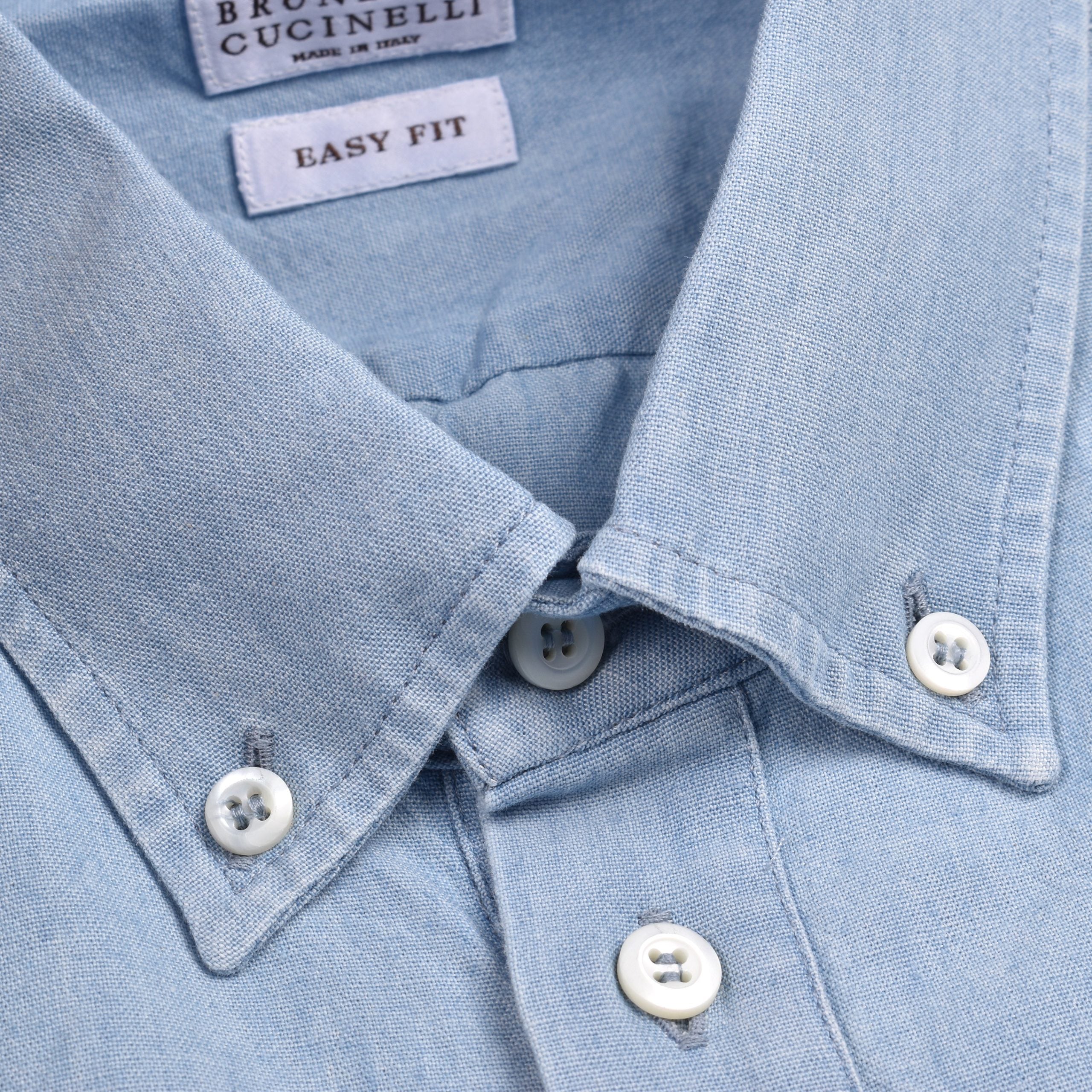 Brunello Cucinelli Blue Cotton Shirt
