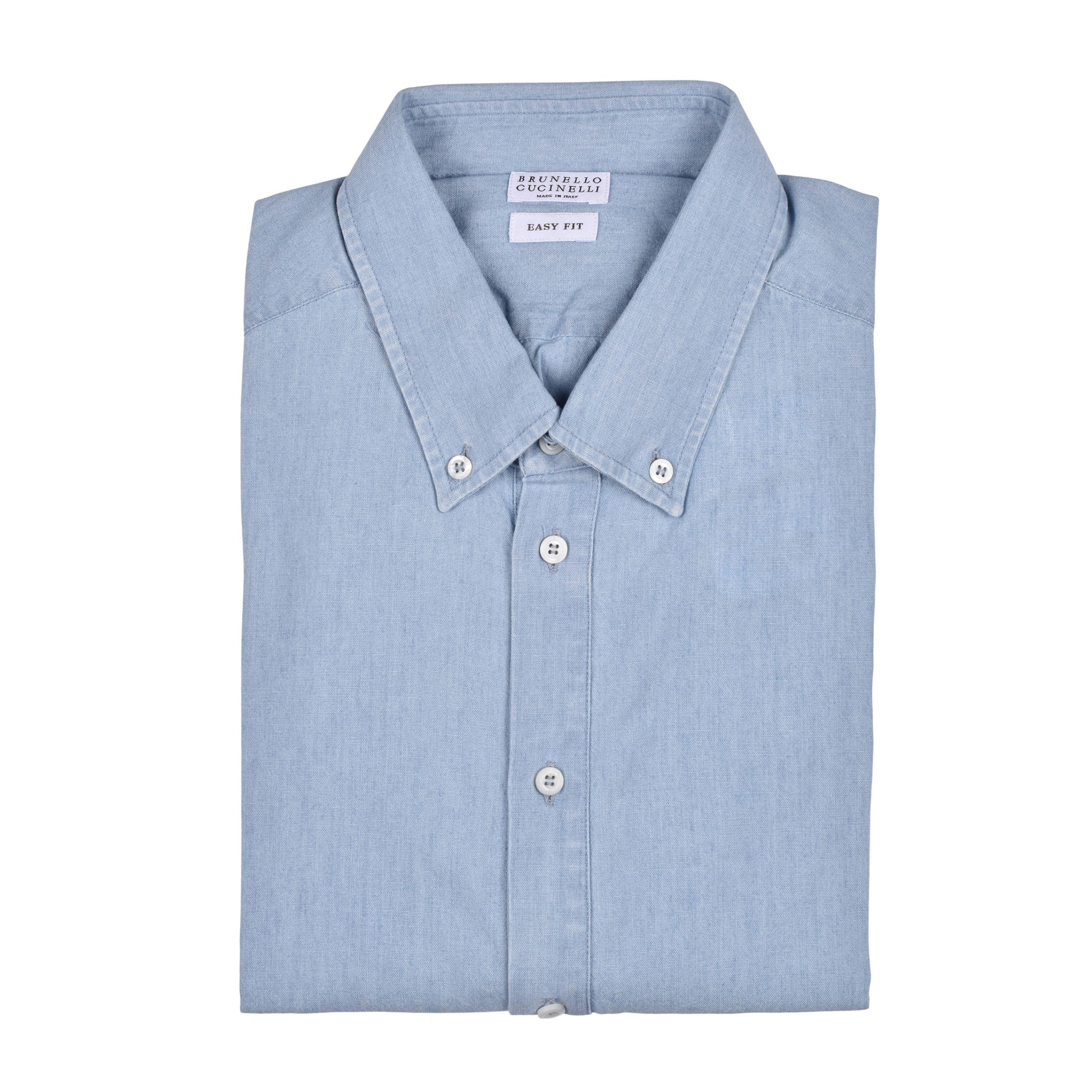Brunello Cucinelli Blue Cotton Shirt