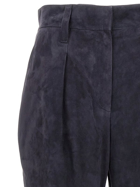 Brunello Cucinelli Blue Leather Pants