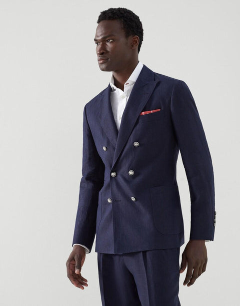 Brunello Cucinelli Blue Linen Clothing