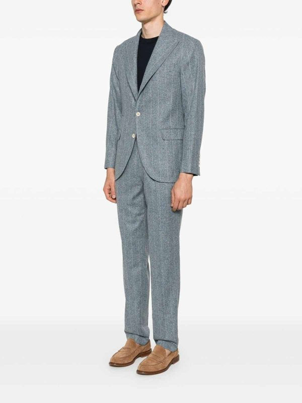 Brunello Cucinelli Blue Silk Two-Piece Suit