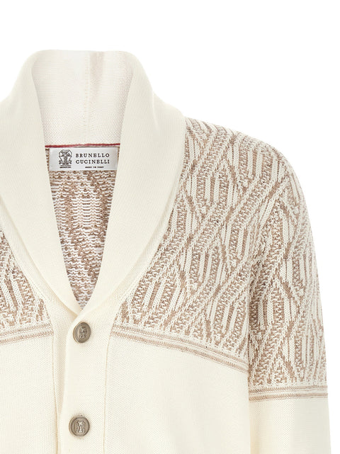Brunello Cucinelli Braided Jacquard Shoulders Cardigan