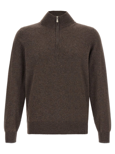 Brunello Cucinelli Brown Half-zip Sweater