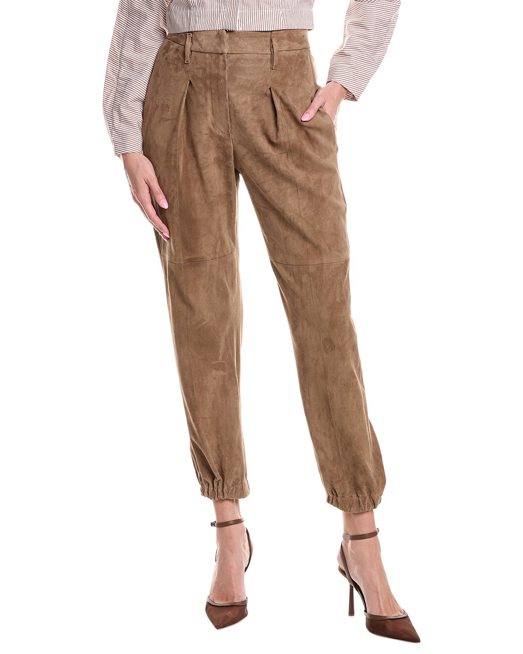 Brunello Cucinelli Brown Leather Pants