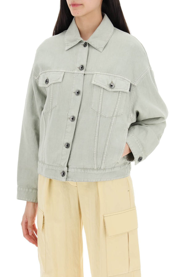 Brunello Cucinelli Cotton And Linen Cover Trucker Jacket-women > clothing > jackets > casual jackets-Brunello Cucinelli-Urbanheer