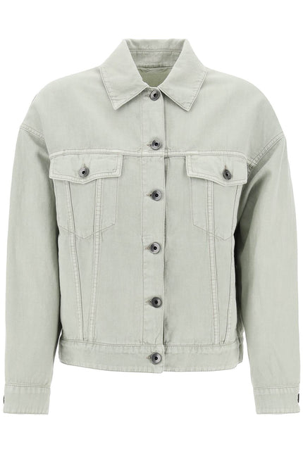 Brunello Cucinelli Cotton And Linen Cover Trucker Jacket-women > clothing > jackets > casual jackets-Brunello Cucinelli-Urbanheer