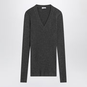 Brunello Cucinelli Dark grey ribbed wool sweater