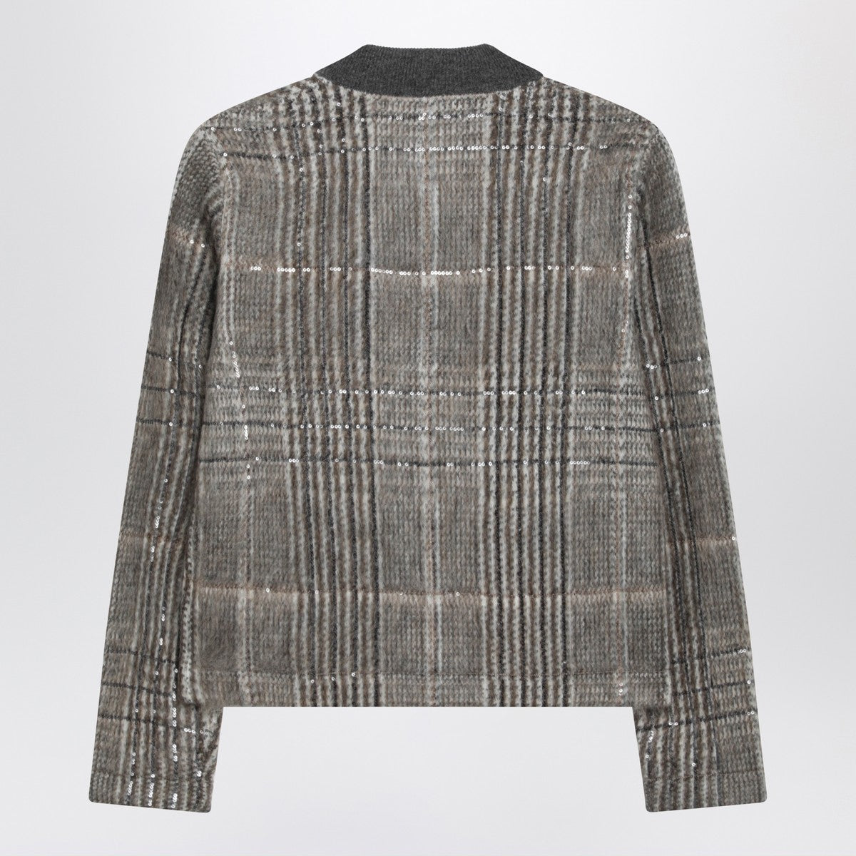 Brunello Cucinelli Jacquard cardigan with Dazzling Check Embroidery