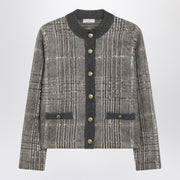 Brunello Cucinelli Jacquard cardigan with Dazzling Check Embroidery