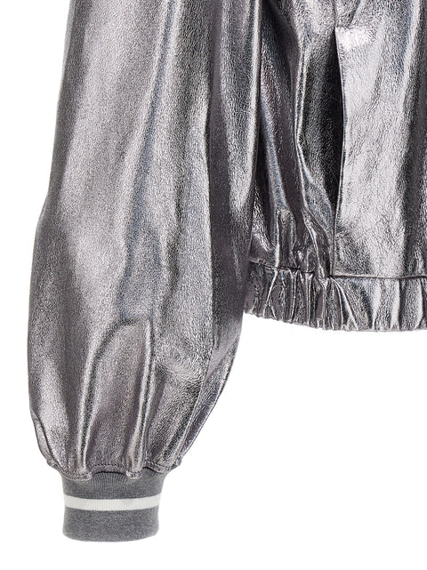 Brunello Cucinelli Laminated Leather Bomber Jacket
