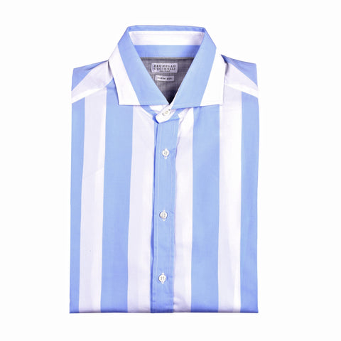 Brunello Cucinelli Light Blue Cotton Shirt